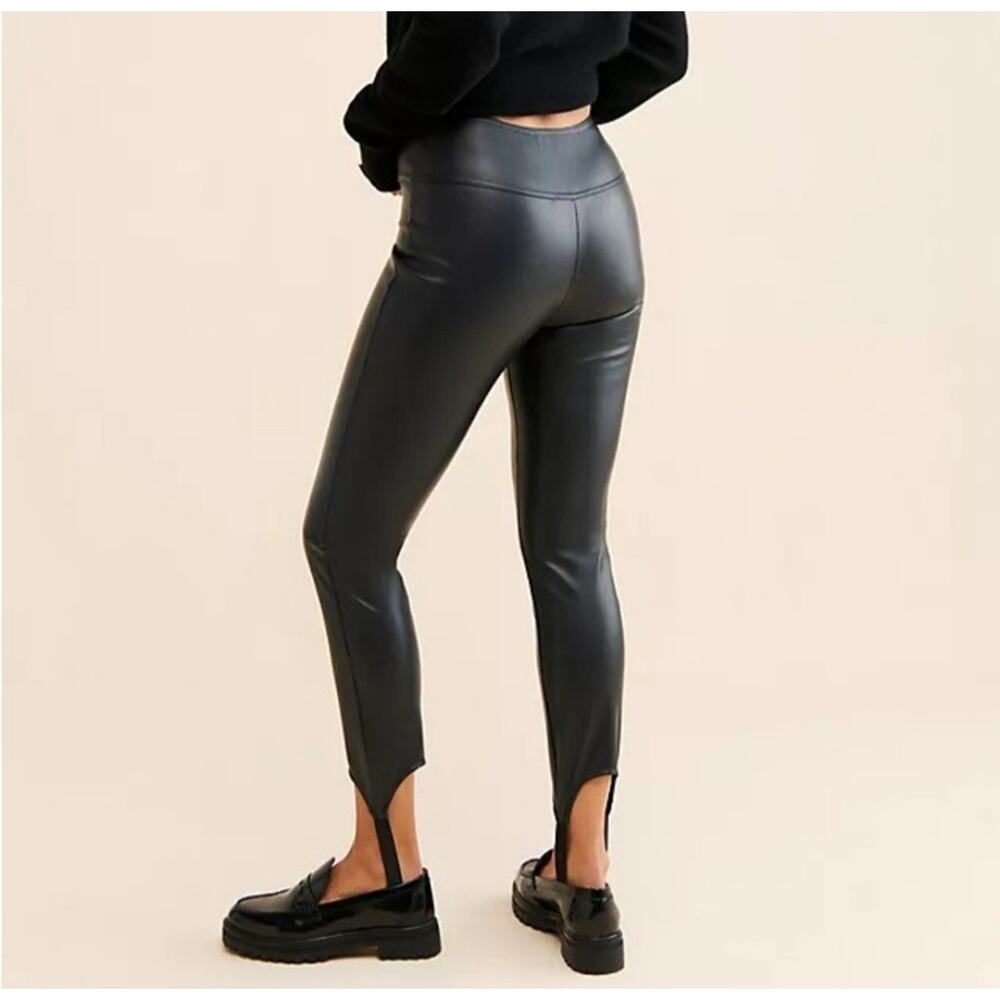 Anthropologie WeWoreWhat Vegan Leather Stirrup Leggings Womens Medium Black Sexy